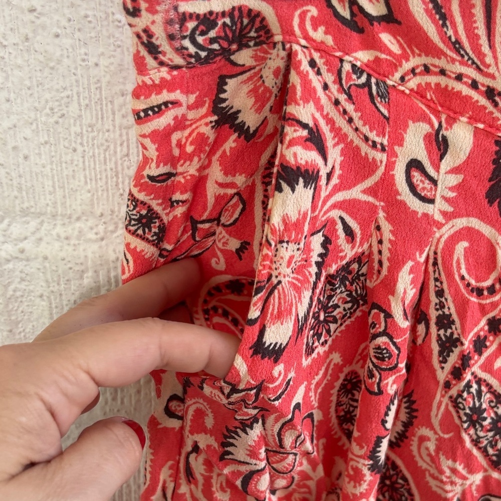 Mango MNG Paisley Wide-Leg Elastic Waist Ankle Pants sz S - Picture 4 of 7